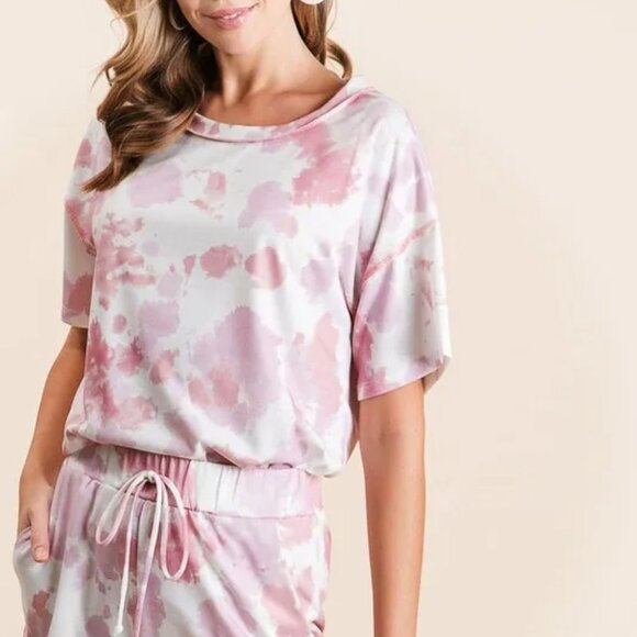 BiBi Tie Dye Print Terry Shorts With Side Pockets - Picture 9 of 16